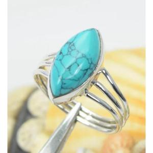 Geometric Turquoise 925 Sterling Silver <b>Ring</b> Bezel Setting Minimalist Unisex Gemstone Jewelry Everyday Wear - Product Image 3