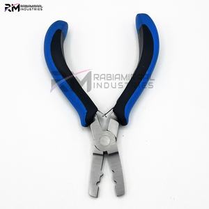 Alicates RMI de la mejor calidad, de acero inoxidable, para extensiones de cabello/joyería, con punta plateada y mango negro/azul. - Product Image 4