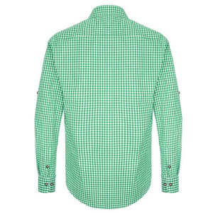 Chemise d'Oktoberfest pour homme, bleu et blanc, manches classiques, col rond, imprimé traditionnel bavarois allemand, 100% coton, 220 grammes, séchage rapide - Product Image 2