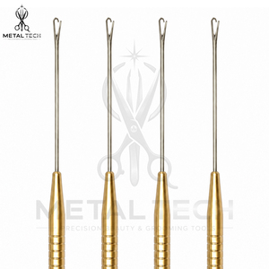 Stainless Steel Gold Handle Hair Extension Pulling <b>Needle</b> Latch Hook Wire <b>Threader</b> Set Bulk Supply Salon Accessories - Product Image 6