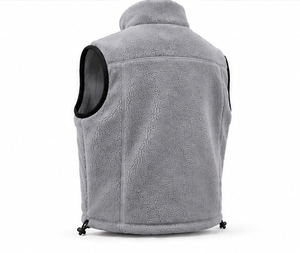 Light Grey <b>Men's</b> Textured <b>Fleece</b> Vest Sleeveless Stand Collar Full Zip Bodywarmer <b>Gilet</b> Wholesale Custom Logo OEM Manufacturer - Product Image 6