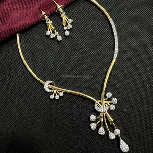 Ensemble de bijoux de mariée en diamant américain classique Collier et boucles d'oreilles en deux pièces pour mariage Style classique à la mode - Product Image 1