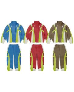 Conjunto deportivo de 2 piezas para hombre, chaqueta con cremallera y pantalón acampanado, 100% nailon, líneas reflectantes, nuevo diseño, cortavientos extragrande. - Product Image 3