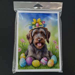 Wirehaired Pointing Griffon <b>Easter</b> Egg Hunt Greeting <b>Cards</b> <b>Pack</b> 8 Whimsical A7 Size 5x7 Blank Note <b>Cards</b> with Envelopes - Product Image 3
