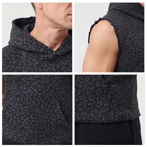 Leopard Printed <b>Men</b> <b>Sleeveless</b> Hoodie Winter Wear Warm Workout Hooded Tank Top <b>Men</b> Breathable Printed <b>Sleeveless</b> <b>Hoodies</b> - Product Image 6