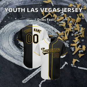 Maillot de baseball personnalisé noir et blanc unisexe à manches courtes, col de baseball, taille élastique, nom de l'équipe 00, imprimé numérique, respirant - Product Image 3