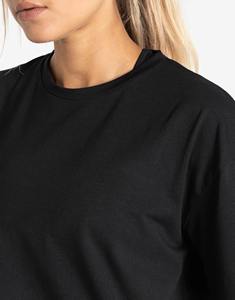 Camiseta de Mujer al por Mayor Personalizada, sin Costuras, Ajustada, Cuello Redondo, Negra, Manga Corta, Clásica, Informal - Product Image 3