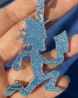 Collier pendentif pour homme en argent sterling 925 avec moissanite bleu glacé, motif hache, style hip-hop, bijoux fantaisie pour homme, plaqué rhodium