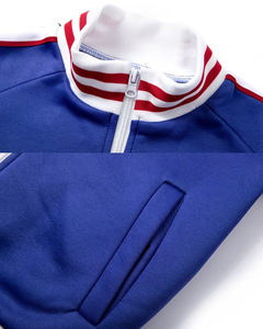 Boys' Winter Cotton Webbing Striped Stand Collar Windproof Zipper Sweatshirt Casual Sport Jacket Set Available Select Colors - Product Image 4