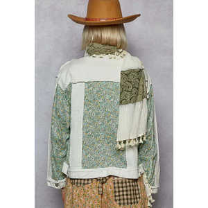 เสื้อแจ็คเก็ตและโค้ตเดนิมปะติดปะต่อพิมพ์ลายดอกไม้สำหรับผู้หญิง Veloro รุ่น S - Product Image 5