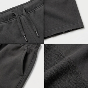 Shorts Bermuda pour Homme en Coton Gris Foncé Écologique Anti-Plis, Taille Mi-Haute Élastique, Couleur Unie Décontractée et Respirante - Product Image 6