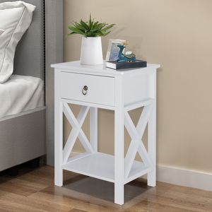 White Two-Layer <b>Drawer</b> Bedside & Coffee <b>Table</b> with <b>Side</b> Intersection Style Dual Purpose Dressers - Product Image 2