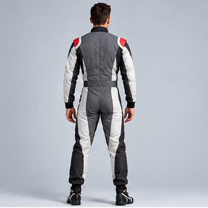 Men's Full Sleeve Motorcycle Racing Suit Gray White Red Blocked Polyester/Nylon Quick Dry <b>Waterproof</b> Breathable <b>All</b> Seasons - Product Image 4