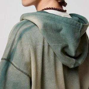 Sudadera con Capucha Extra Grande Personalizada, Chaqueta con Cierre de Cremallera de Felpa Francesa, Sudadera con Capucha Desgastada y Decolorada por el Sol para Hombre - Product Image 2