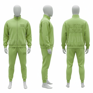 Custom Design Tracksuit Unisex Full Zipper Cotton Sweatshirt <b>Pants</b> Set Autumn Casual Wear With Side Pockets - Product Image 3