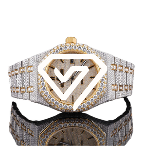 Reloj de Lujo de 41MM con Diamantes Moissanite en Oro Rosa de Dos Tonos, Completamente Cubierto de Diamantes, para Hombre y Mujer - Product Image 1