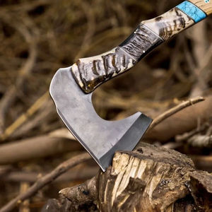 Nouveautés : Hache Viking Tomahawk en acier inoxydable, fabriquée à la main, avec fourreau en cuir de vachette de haute qualité, manche en bois, garantie 3 ans, DIY - Product Image 3