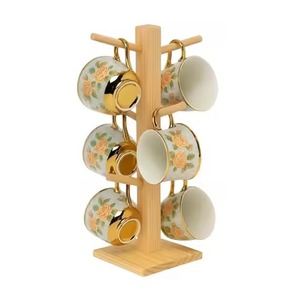 Wooden <b>Mug</b> Holder Dark Walnut Square Base Coffee Cup Tree Kitchen Storage Table Top <b>Mug</b> Display Rack Organizer <b>Mug</b> Holder - Product Image 6