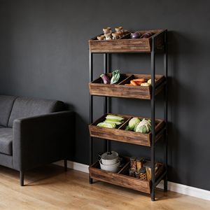 4-Tier Wood Storage Rack <b>Stand</b> Fruit and <b>Vegetable</b> Organizer - Product Image 1