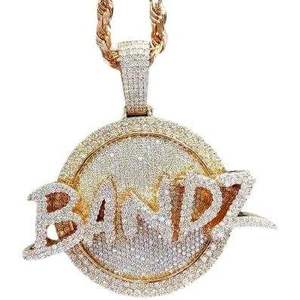Colgante Personalizado de Perla de Agua Dulce con Incrustaciones, Plata de Ley 925, Bañado en Oro Rosa, Diseño de Letra, Engaste de Garra, para Unisex, Estilo Hip Hop - Product Image 3