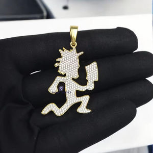 จี้รูปตัวอักษร J สีโรสโกลด์ประดับเพชรโมอิสซาไนต์ ดีไซน์รูปดาวและสายฟ้า สไตล์ฮิปฮอป สำหรับงานปาร์ตี้ - Product Image 1