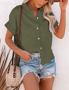 Camisa de Lino Francés 100% para Mujer, Hecha a Medida, con Botones, Manga Corta, Verano 2026, Blusas de Lino con Bolsillo, Venta al Por Mayor OEM - Product Image 3