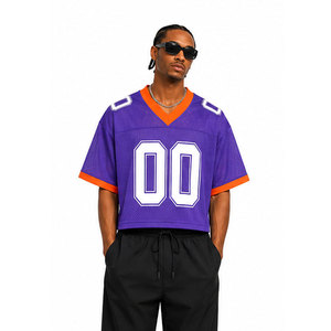Maillot de football violet pour femme, col en V, manches courtes, en maille respirante, imprimé sérigraphié, bretelles réglables, numéros d'équipe 00, coupe classique - Product Image 1