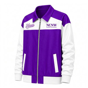 เสื้อแจ็คเก็ตเบสบอลผู้หญิง NCNW Sorority รุ่น Varsity สีม่วงและสีขาว ปักลายปะติด แต่งสีบล็อก ซิปด้านหน้า พร้อมโลโก้ - Product Image 6