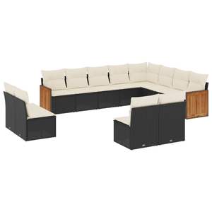 Conjunto de Sofás de Jardín en Negro y Blanco Crema - Product Image 2