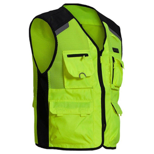 เสื้อกั๊กสะท้อนแสงแบบ Hi-Vis หลายกระเป๋า เสื้อผ้าตาข่ายสำหรับทำงาน ความปลอดภัยสูง เสื้อกั๊กสำหรับงานก่อสร้างและจราจร รับผลิตตามแบบ (OEM) ขายส่ง - Product Image 2