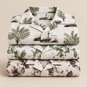 Camisas de Hombre 100% Viscosa con Cuello Camp Collar, Manga Corta, Estampadas, Ligeras, Casuales, para Playa, Verano, Vacaciones, Venta al Por Mayor - Product Image 3