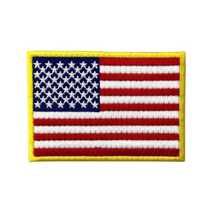 Custom USA American Flag Embroidered Patch <b>Gold</b> Border Iron On Sew On Hook Loop Uniform Backpack Embroidered Badge - Product Image 2