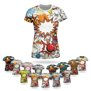 เสื้อยืดคอกลมสีพื้นคุณภาพสูง 100% ผ้าโพลีเอสเตอร์น้ำหนักเบา เหมาะสำหรับออกกำลังกาย วิ่ง ใส่ลำลองในฤดูร้อน พิมพ์ลายทั่วตัว - Product Image 1