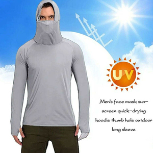 Unisex Long Sleeve Hooded Sun Protection <b>Shirt</b> UPF50+ <b>Polyester</b> Pullover Adult Outdoor Wear - Product Image 6