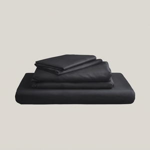 Black - Dyed <b>Satin</b> Bedding Set T-250 <b>Satin</b> 100% Cotton Solid Woven Breathable All-Season Simple Style Home Use - Product Image 1