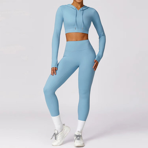 Conjunto Deportivo de Dos Piezas para Mujer, con Logotipo Personalizado, Spandex/Nylon, Elástico en Cuatro Direcciones, Cintura Alta, Cierre con Cordón, para Gimnasio, Yoga, Levanta Glúteos - Product Image 4