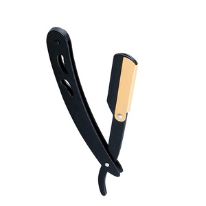 High Quality 5.5\" Cut Throat Razor Salon Use Single Manual Folding Black Barber Shaving Razor Leather <b>Pouch</b> Hair Face Bikini - Product Image 1