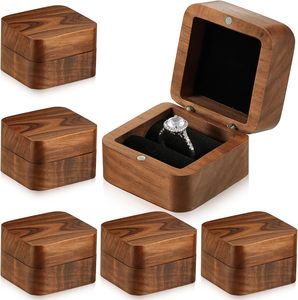 Boîte à bague de fiançailles en bois mince en forme de cœur, étui porte-bague pour cérémonie de mariage, jour commémoratif, anniversaire - Product Image 5