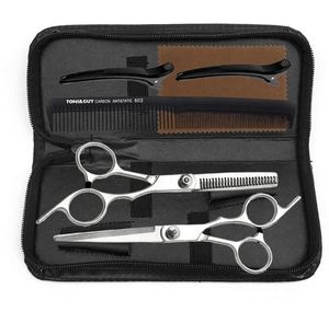 Ensemble de ciseaux de barbier en acier inoxydable 6 pouces, ciseaux de coupe de cheveux, ciseaux à effiler, peigne de salon, pinces de sectionnement, étui zippé - Product Image 6