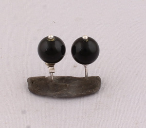 Natural <b>Black</b> Onyx <b>Stud</b> <b>Earrings</b> 925 Sterling Silver Vintage Victorian Style Round <b>Black</b> Gemstone <b>Studs</b> B2B Wholesale Jewelry - Product Image 4