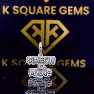 Royal Cust Letter Initial <b>Name</b> Pendant Gold Plated VVS Moissanite Hip Hop <b>Chain</b> Pass Diamond Tester IGI Certified Unisex Fine - Product Image 4