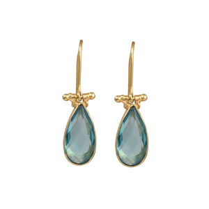 Classic 18K Gold Plated Topaz Drop <b>Earrings</b> Water Drop Shape Bezel Setting Women's Party Jewelry - Product Image 2