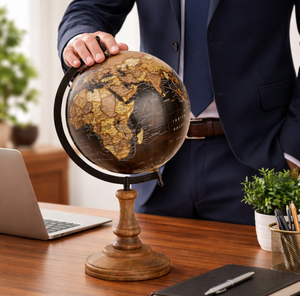 Decorative <b>Desk</b> Globe Wood Iron Plastic | World Map Globe for Office Table <b>Study</b> Room | Educational Display Home Decor Piece - Product Image 3