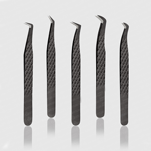 Pince à épiler professionnelle en acier inoxydable faite à la main pour extensions de cils, pointe en fibre à maintien fort, poignée diamantée, outil de beauté expert - Product Image 1