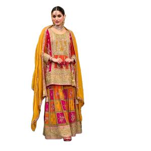 Nouvelle collection de costumes pakistanais Heavy Chi-non avec broderie et numérique Dupatta Sal-war Kameez - Product Image 3