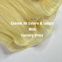Extensions de cheveux Remy 100% vietnamiens blonds raides, double trame, pour couleurs claires, boucles françaises, ondulations naturelles