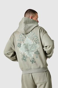 Sudadera con capucha de algodón 100% de alto gramaje para hombre, bordada, con efecto desgastado, estilo oversize, para invierno, de secado rápido - Product Image 5