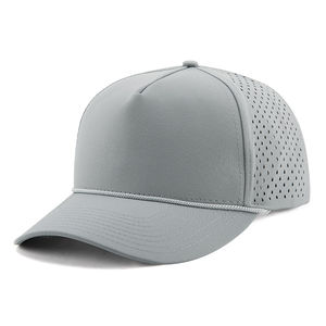 Gorra de golf personalizada de 5 paneles con logo grabado, impermeable, con cuerda, perforaciones láser, estilo trucker de alto rendimiento, hebilla dorada de cobre común - Product Image 1