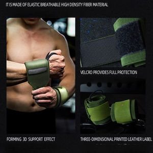 Agarraderas de Cuero para Levantamiento de Pesas con Logotipo Personalizado, Sin Tiza, Sin Dedos, Antideslizantes, Correa de Muñeca Ajustable, Agarraderas para Entrenamiento Cruzado en el Gimnasio - Product Image 4