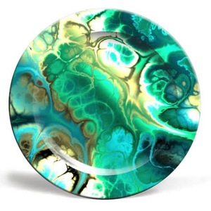 Assiette ronde artistique en résine ILAHI avec motif simple - Durable pour servir, offrir en cadeau, décorer l'intérieur - Origine Uttar Pradesh - Product Image 3